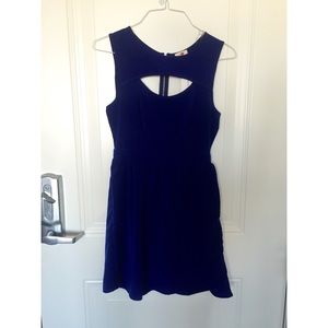 NWT Royal Blue Dress with front and back cutouts.