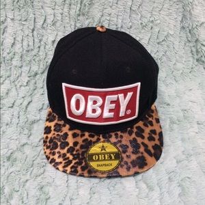 Obey black and cheetah hat