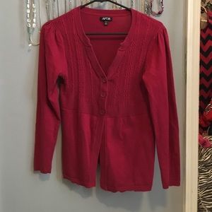 red cardigan