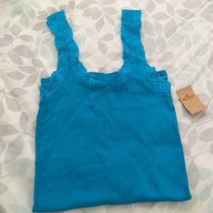 Hollister Aqua Blue Lace Design Tank