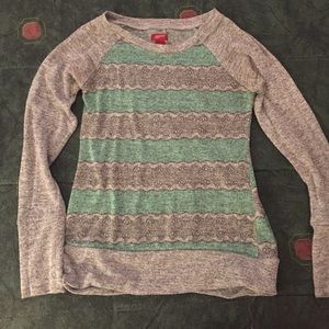 Adorable gray and mint green patterned sweater.