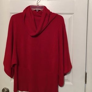 Red cowl neck sweater