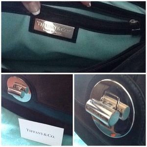 Tiffany & Co black leather and suede purse