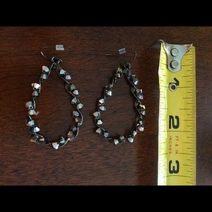 Black beaded hoop earrings