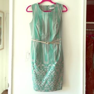 Calvin Klein sea foam green and grey dress