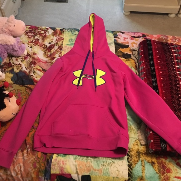 Pink purple and yellow under armor hoodie