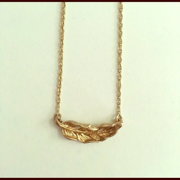 14k gold feather necklace