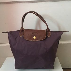 Small nylon Le Pliage Lonchamp eggplant handbag