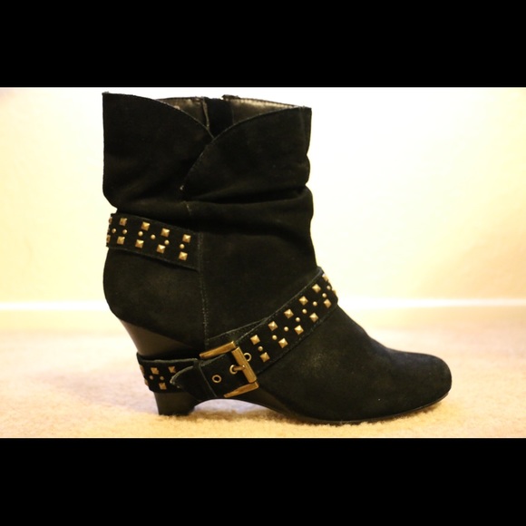 Naughty Monkey Black Booties w/ Studded Straps