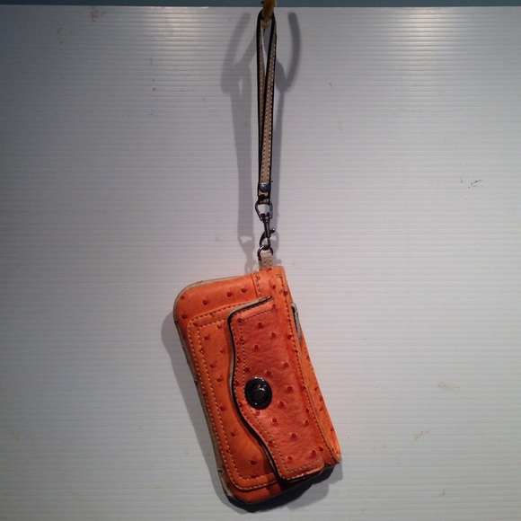 Faux ostrich skin wrist purse