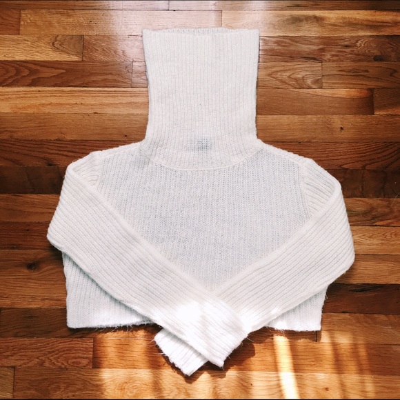 Fuzzy Cropped Turtleneck Sweater