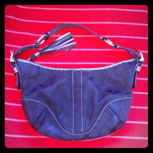 Coach shoulder bag metallic black