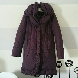 Long Plum Down Puffer Parka Jacket