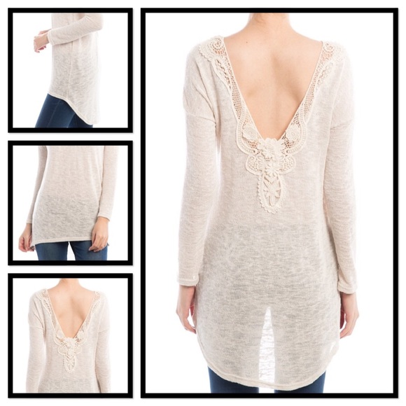 BOHO CROCHET BACK TUNIC IN PEBBLE - LARGE - Picture 2 of 4