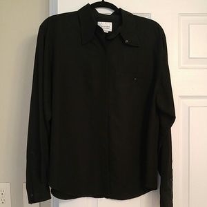Black placketed dress shirt