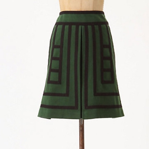 Anthropologie Deep Emerald Wool Blend Skirt