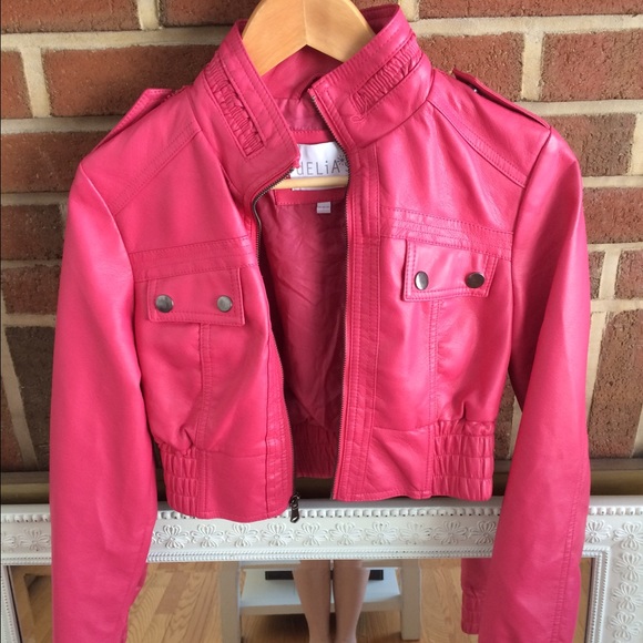 Pink faux leather jacket