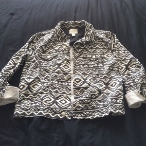 Denim Aztec print jacket
