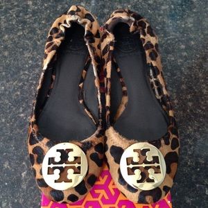 Tory Burch Reva calf hair leopard flats