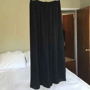 Black Silk Zara Basic Maxi Skirt.