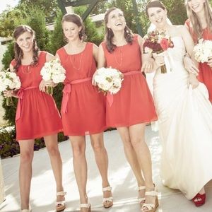 Red Chiffon Dress from Express