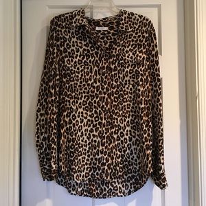 Leopard Print Equipment Blouse -Slim Signature Fit