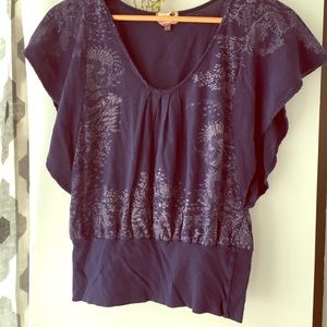 Purple anthro flutter sleeve tee