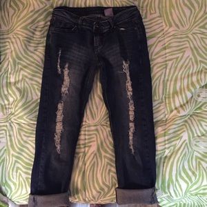 Ripped Denim Cropped Jeans