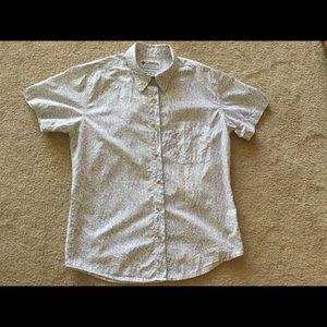 Women's Med Columbia Cotton Short Slve Button Down
