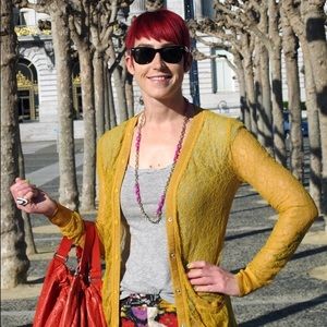 Rodarte for Target Sweaters - Rodarte for Target mustard lace cardigan Rodarte for Target Sweaters - Rodarte for Target mustard lace cardigan