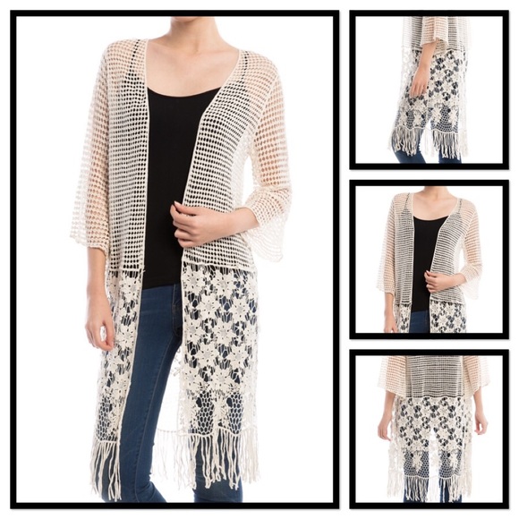 BOHO FESTIVAL CROCHET KIMONO -M/L - Picture 3 of 4