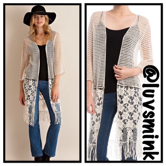 BOHO FESTIVAL CROCHET KIMONO -M/L - Picture 2 of 4