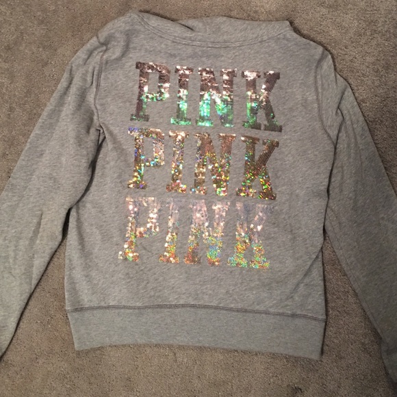 PINK blingy zip up hoodie... Size Large