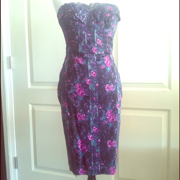 Betsey Johnson floral strapless bodycon dress