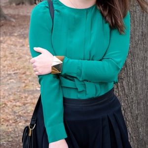 Madewell Emerald Green Silk Blouse