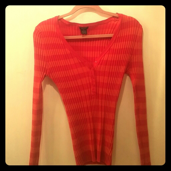 Form flattering stretchy orange striped knit