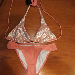 Victorian secret coral metallic bikini