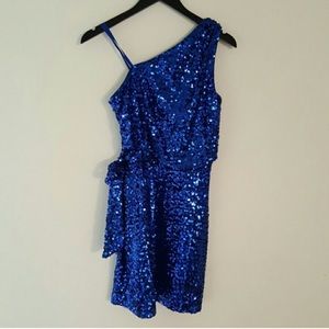 Blue sequin cocktail dress