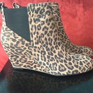 BCBG suede wedge booties