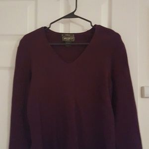 V-neck maroon/dark burgundy Eddie Bauer sweater