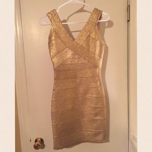 Gold bandage/bandeau cocktail dress