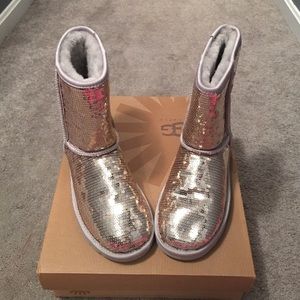 Ugg silver sequin classic boot... Size 7