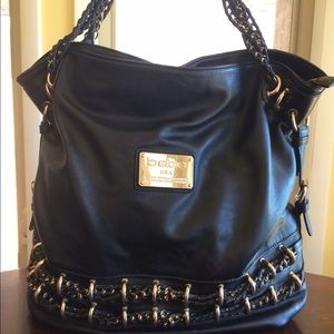 Bebe Black Handbag with Gold Hardware/Detailing