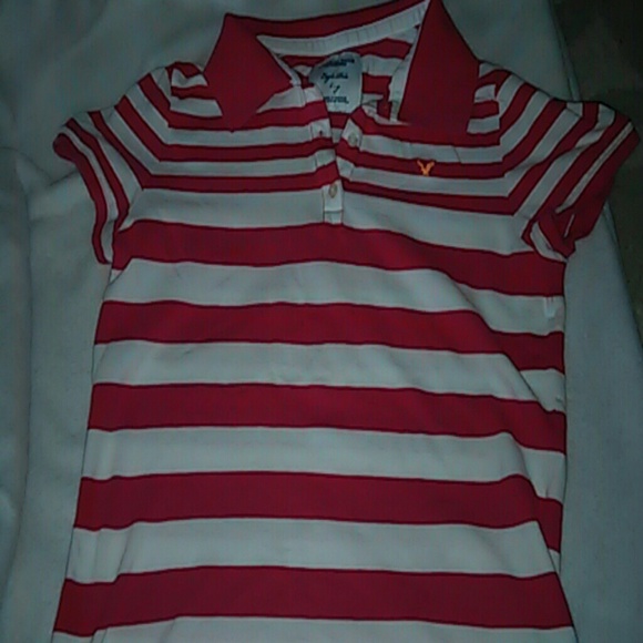 🌟MAKE AN OFFER🌟AE Pink stripped polo