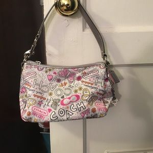 Silver and pink coach small bag