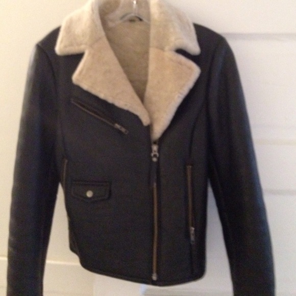 Leather & shearling jacket,All Products : American Fashion Style Bags On Sale