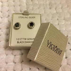 Earnings Brand New Genuine black diamond 1/2 cy tw