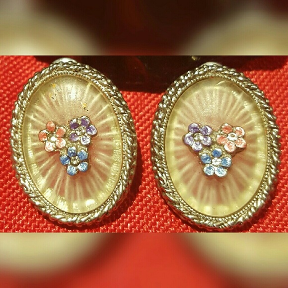 ππChristmas PresentππVTG~ART DECO "CAMPHOR GLASS" BROOCH & EARRINGS SET - Picture 4 of 6