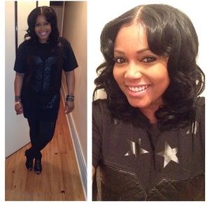 Over size T. With leather print