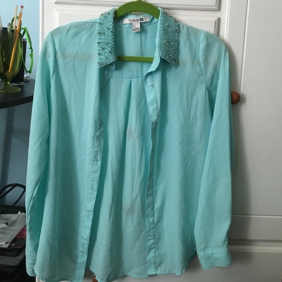 Beaded collar button up